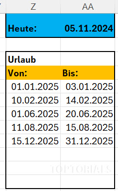 Urlaub oder Ferien eintragen