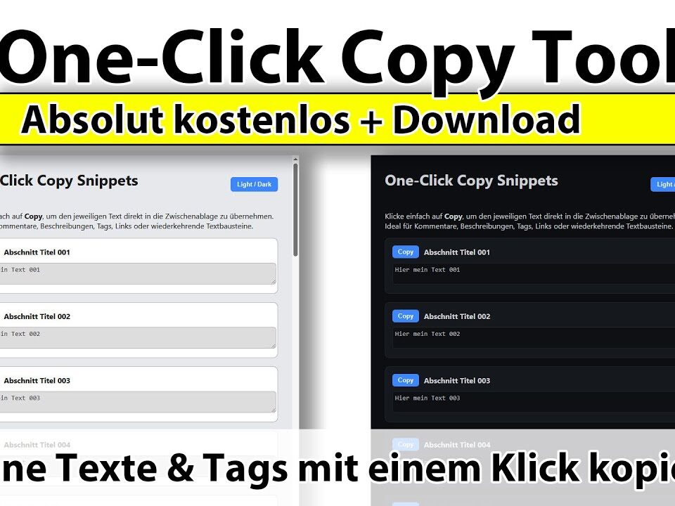 One-Click Copy – Texte & Tags mit nur einem Klick kopieren
