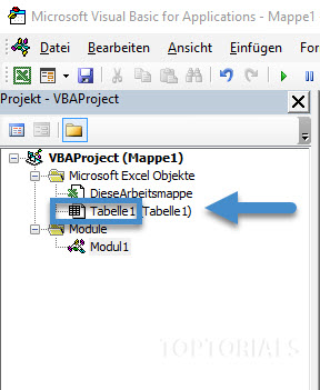Tabellenobjekt im VBA Projekt Explorer