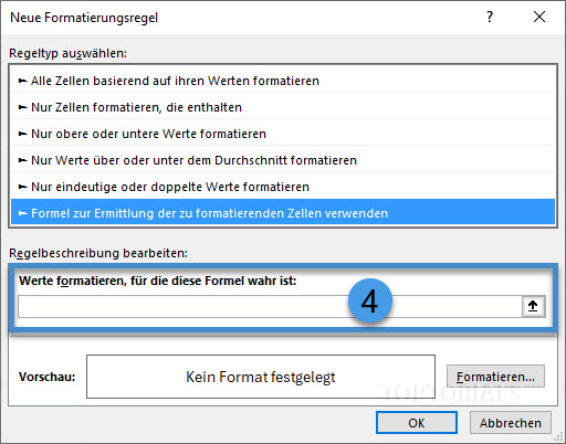 Formelbereich für bedingte Formatierung