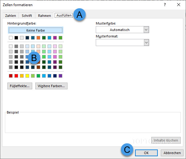 Hintergrundfarbe festlegen