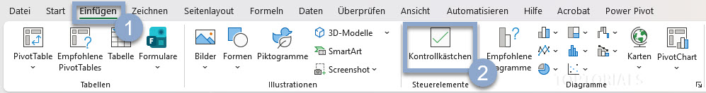 Kontrollkästchen hinzufügen